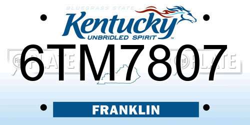 6TM7807 Kentucky License Plate