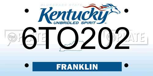 6TO202 Kentucky License Plate