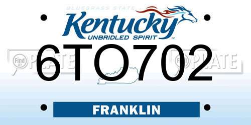 6TO702 Kentucky License Plate