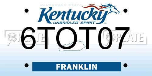 6TOT07 Kentucky License Plate