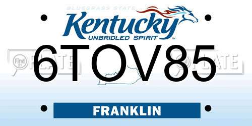 6TOV85 Kentucky License Plate