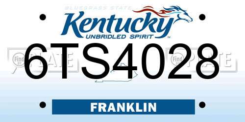 6TS4028 Kentucky License Plate