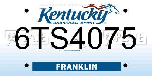 6TS4075 Kentucky License Plate