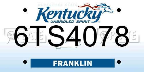 6TS4078 Kentucky License Plate