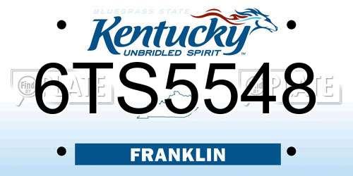 6TS5548 Kentucky License Plate