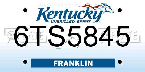 6TS5845 Kentucky License Plate