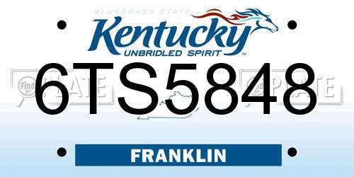 6TS5848 Kentucky License Plate