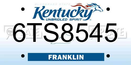 6TS8545 Kentucky License Plate