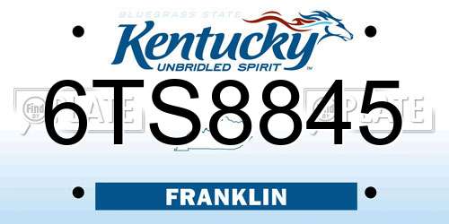 6TS8845 Kentucky License Plate