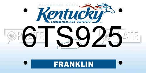 6TS925 Kentucky License Plate
