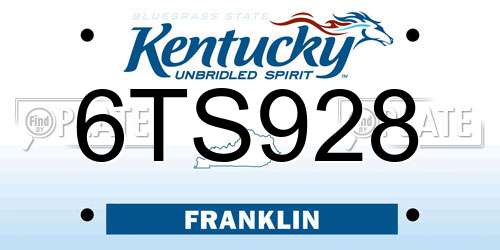6TS928 Kentucky License Plate