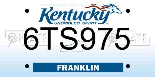 6TS975 Kentucky License Plate