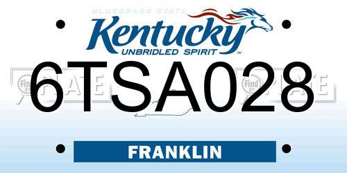 6TSA028 Kentucky License Plate