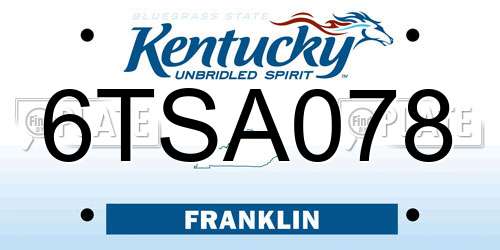 6TSA078 Kentucky License Plate