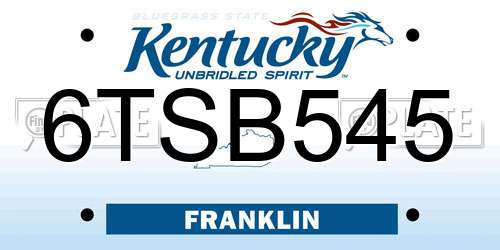 6TSB545 Kentucky License Plate