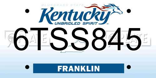 6TSS845 Kentucky License Plate