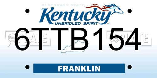 6TTB154 Kentucky License Plate
