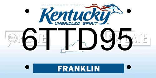 6TTD95 Kentucky License Plate