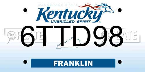 6TTD98 Kentucky License Plate