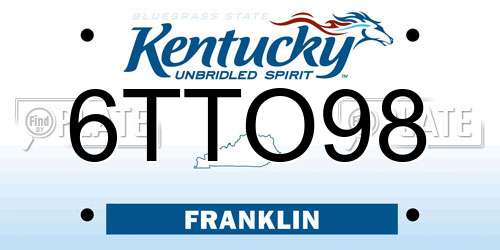 6TTO98 Kentucky License Plate