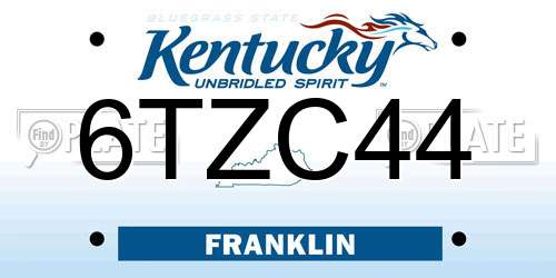 6TZC44 Kentucky License Plate