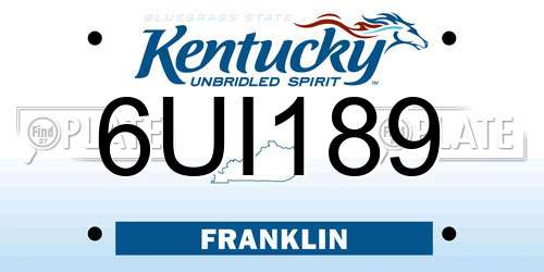 6UI189 Kentucky License Plate
