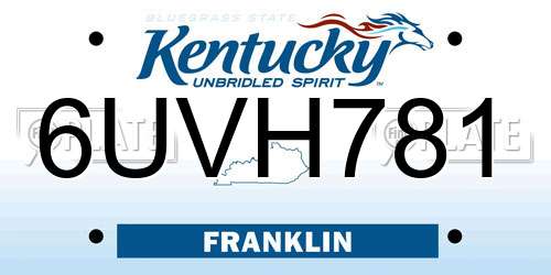 6UVH781 Kentucky License Plate
