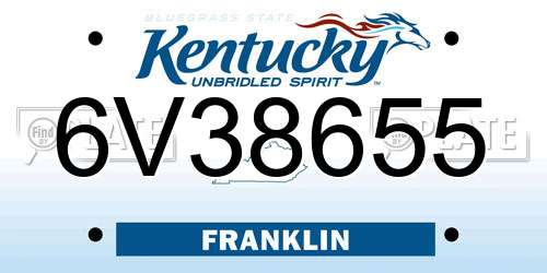 6V38655 Kentucky License Plate