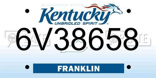 6V38658 Kentucky License Plate