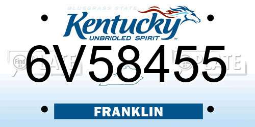 6V58455 Kentucky License Plate