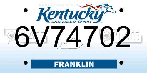 6V74702 Kentucky License Plate