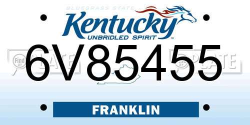 6V85455 Kentucky License Plate