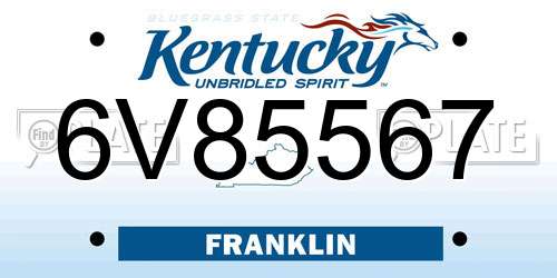 6V85567 Kentucky License Plate