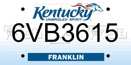 6VB3615 Kentucky License Plate
