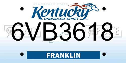 6VB3618 Kentucky License Plate