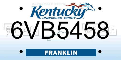6VB5458 Kentucky License Plate
