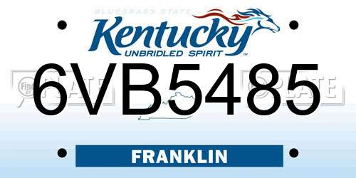 6VB5485 Kentucky License Plate