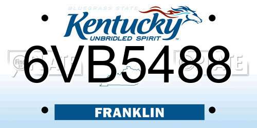 6VB5488 Kentucky License Plate