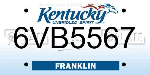 6VB5567 Kentucky License Plate