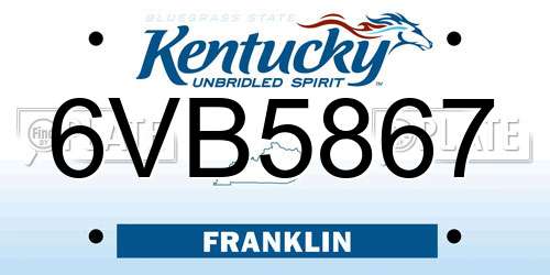 6VB5867 Kentucky License Plate