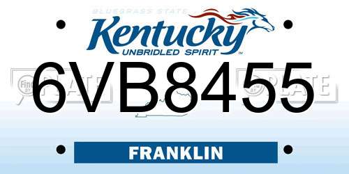 6VB8455 Kentucky License Plate