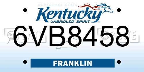 6VB8458 Kentucky License Plate