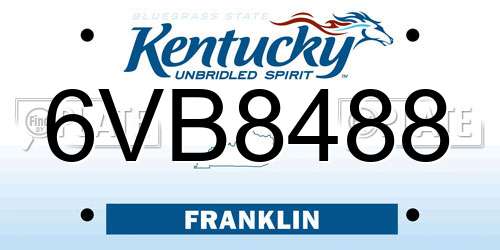 6VB8488 Kentucky License Plate