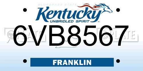 6VB8567 Kentucky License Plate
