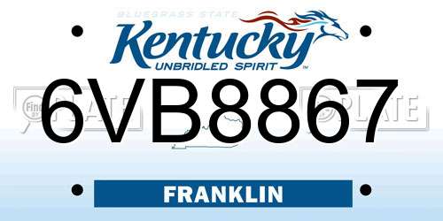 6VB8867 Kentucky License Plate