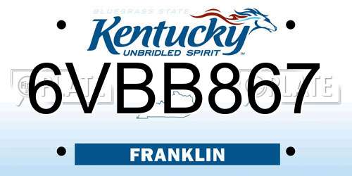 6VBB867 Kentucky License Plate