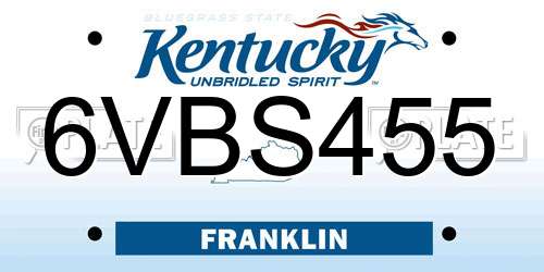6VBS455 Kentucky License Plate