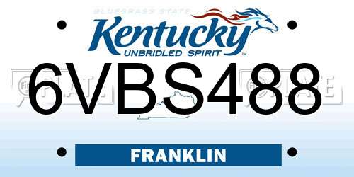 6VBS488 Kentucky License Plate