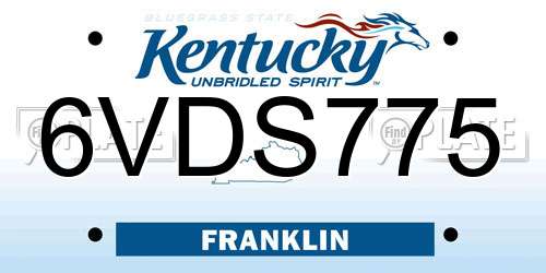 6VDS775 Kentucky License Plate
