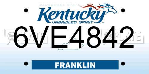 6VE4842 Kentucky License Plate
